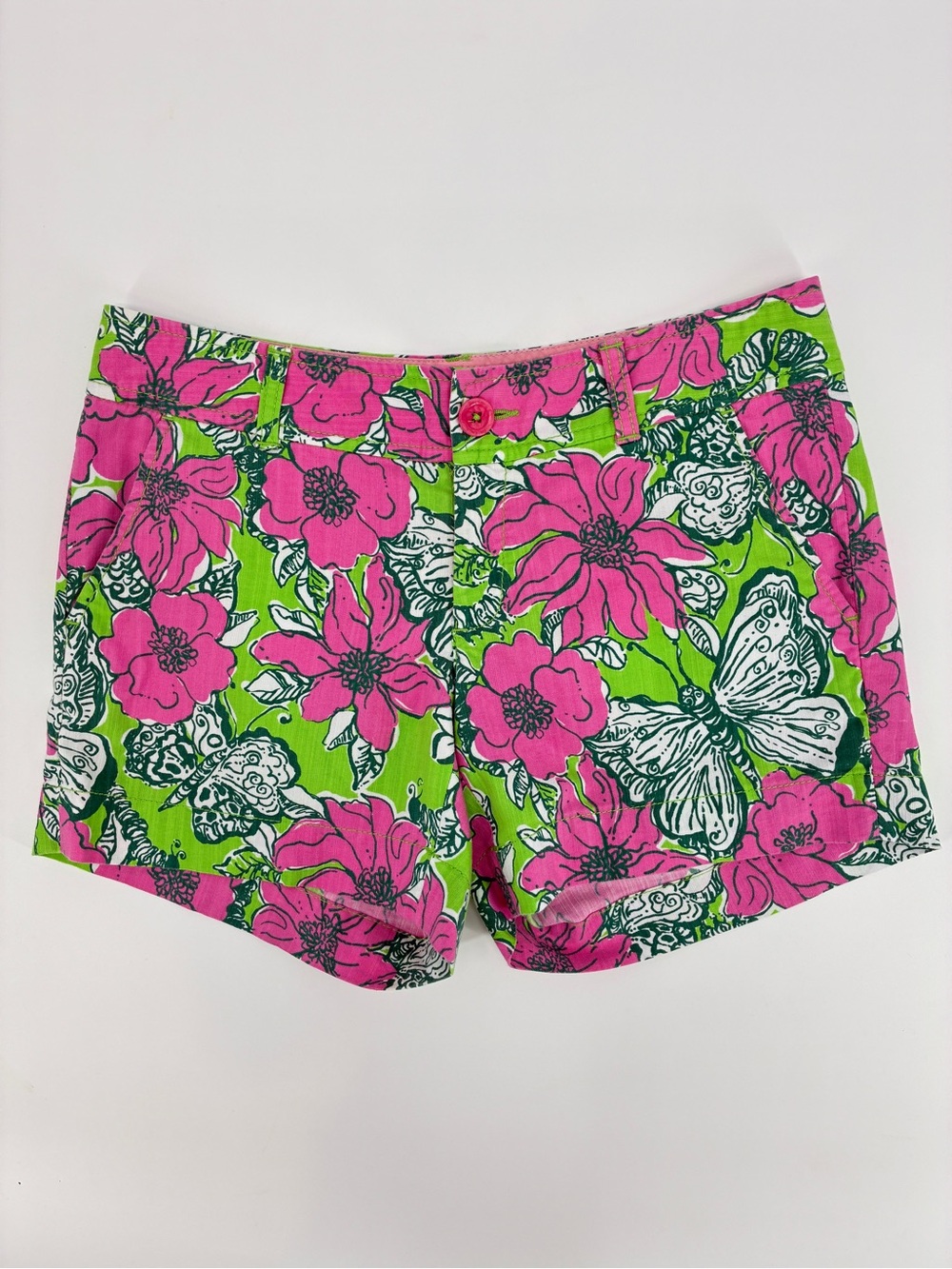 Lilly Pulitzer Bloomin’ Cocoonin’ Butterfly Floral Callahan Preppy Shorts Size 4